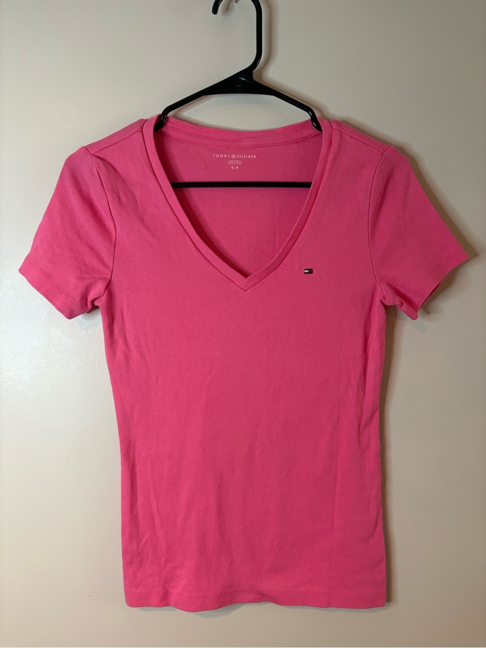 Tommy Hilfiger Bubble Gum Pink V-Neck Short Sleeve Tee NWOT